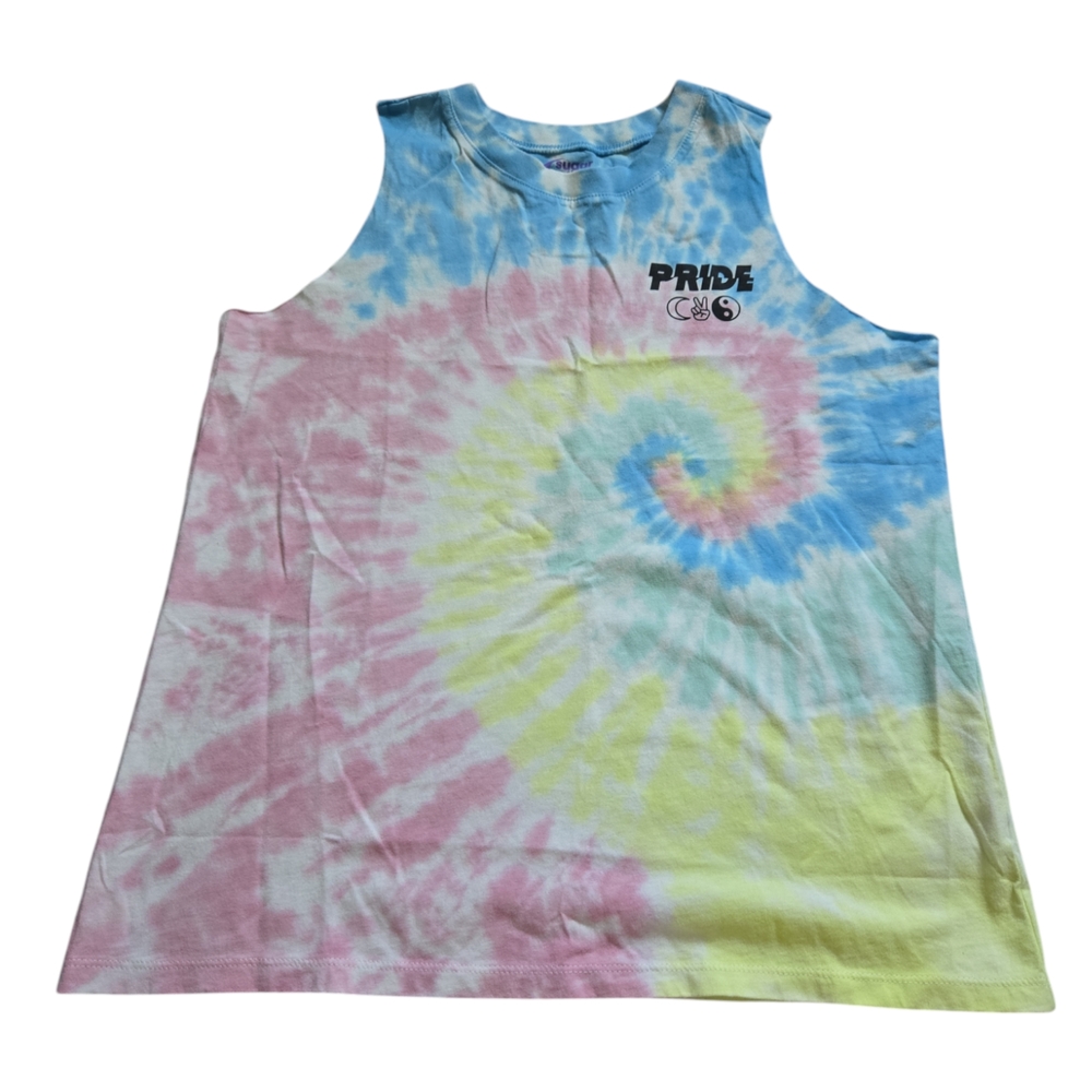 Sugar And Jade Pink and Blue Spiral Tie-Dye Pride Tank Top